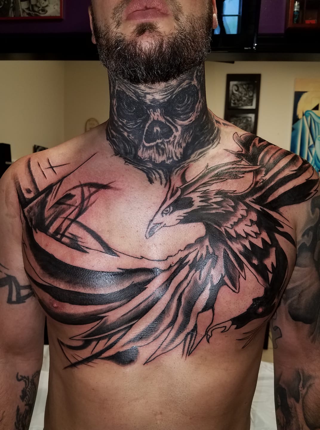 Phoenix chest tattoo in  Chronic Ink Tattoo Shops  Facebook